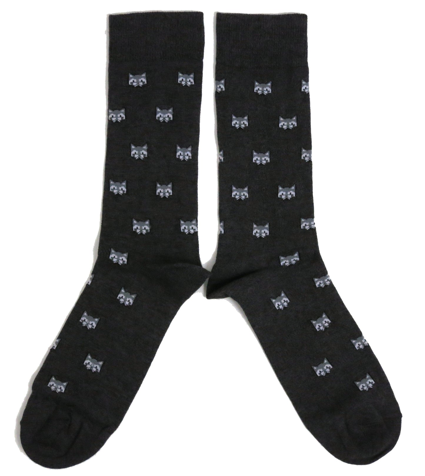 Silver Fox / Grey Wolf Wearing Spectacles Midnight Blue Mens Socks