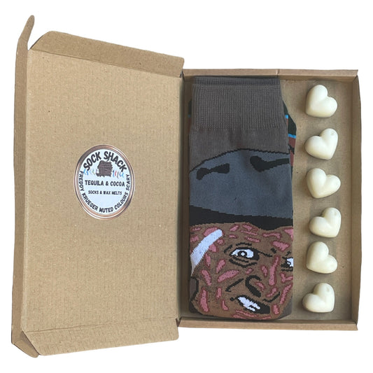 Freddy Krueger Face Muted Colours Scary Mens Socks & Wax Melts Gift Set Choice Of Fragrance