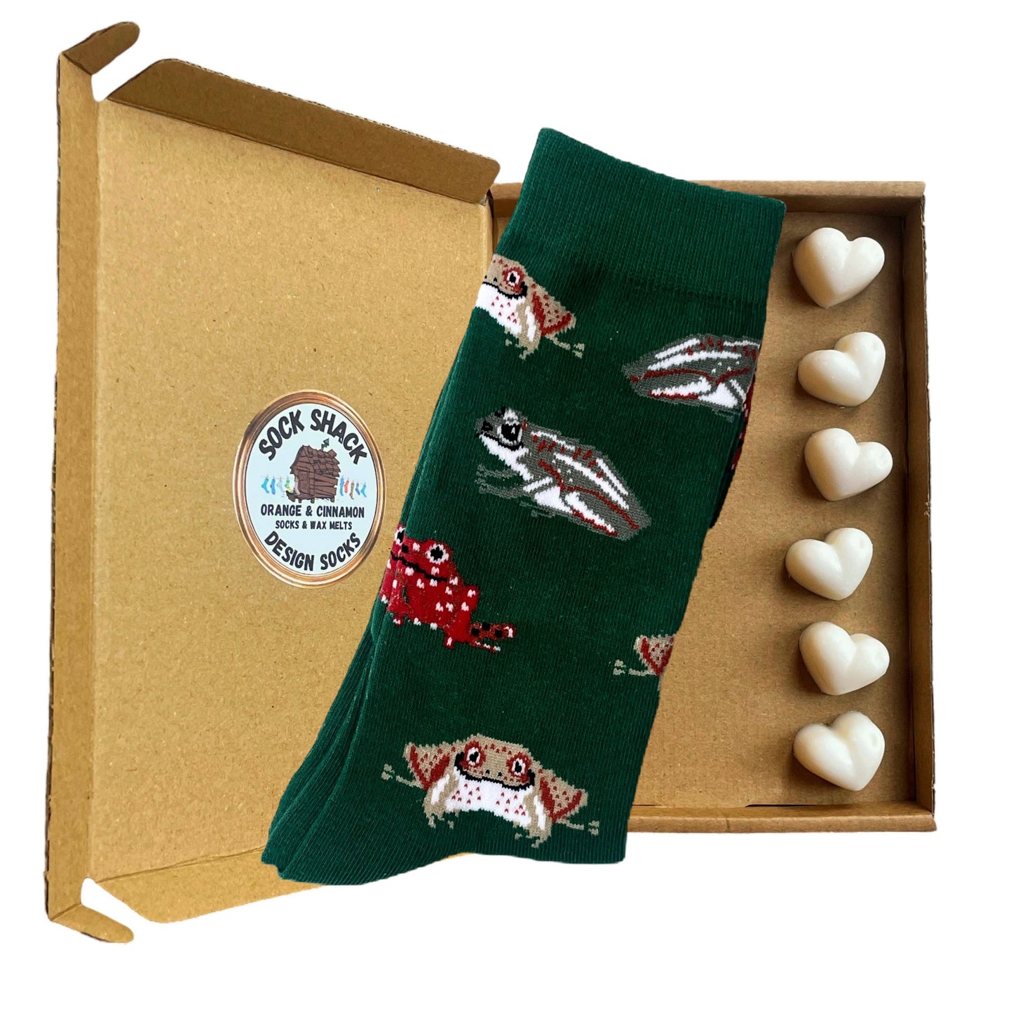 Geschenkset „Knot Of Frogs“ für Herren, grüne Socken und Duftwachs, Duftauswahl