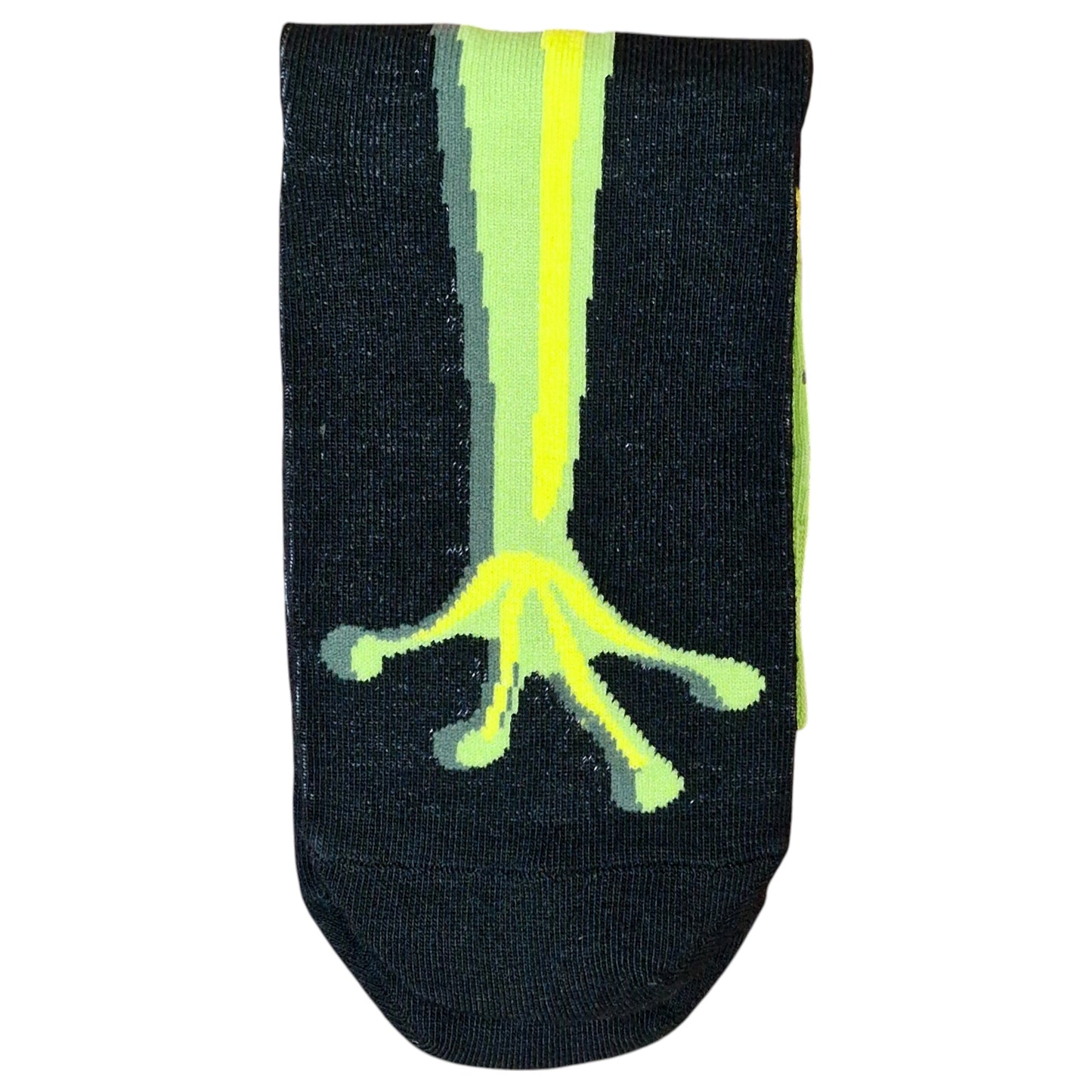 Tree Frog Grip: Black Socks with Bold Amphibian Leg Front Ladies