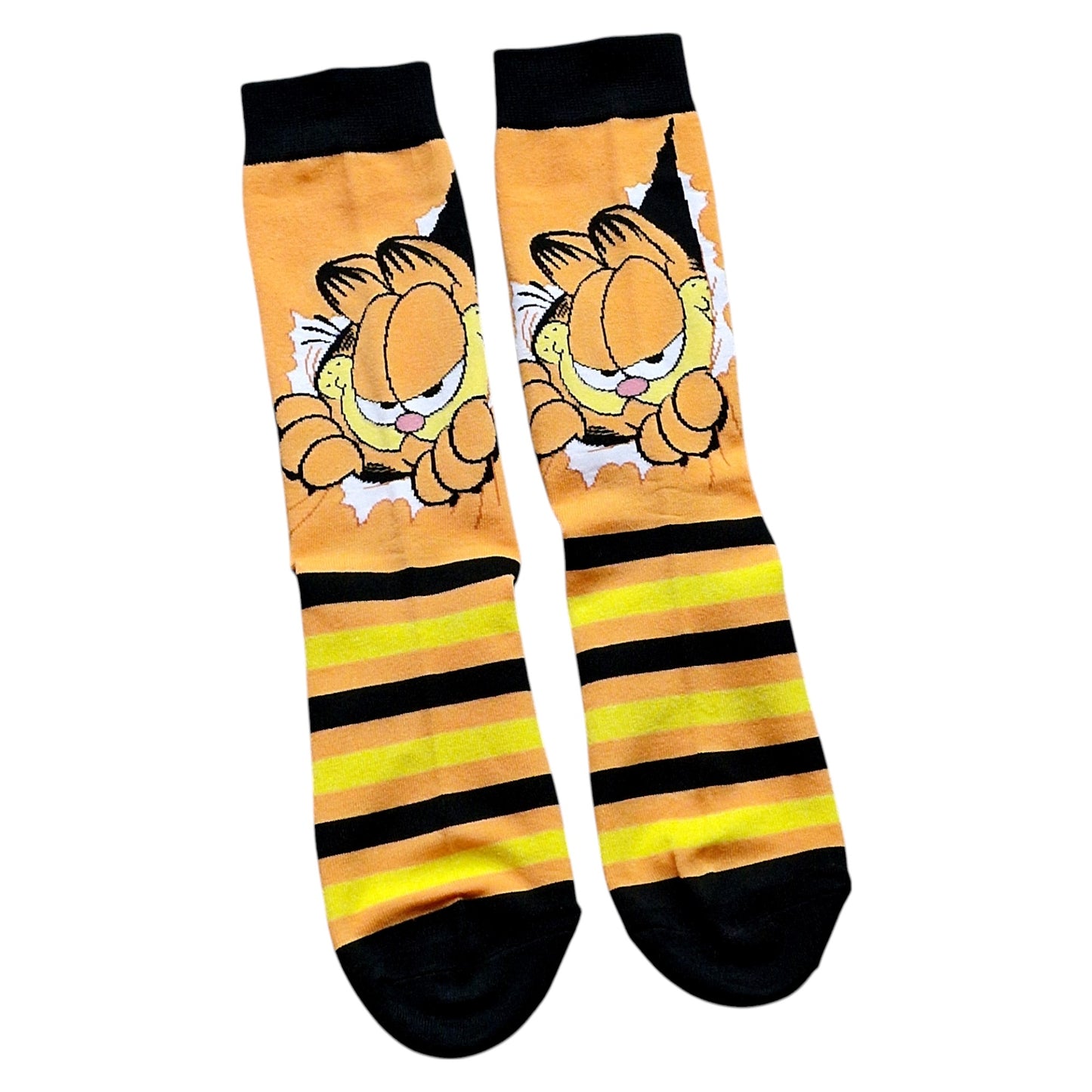 Crafty Garfield Cat Face Bursting Out Mens Socks