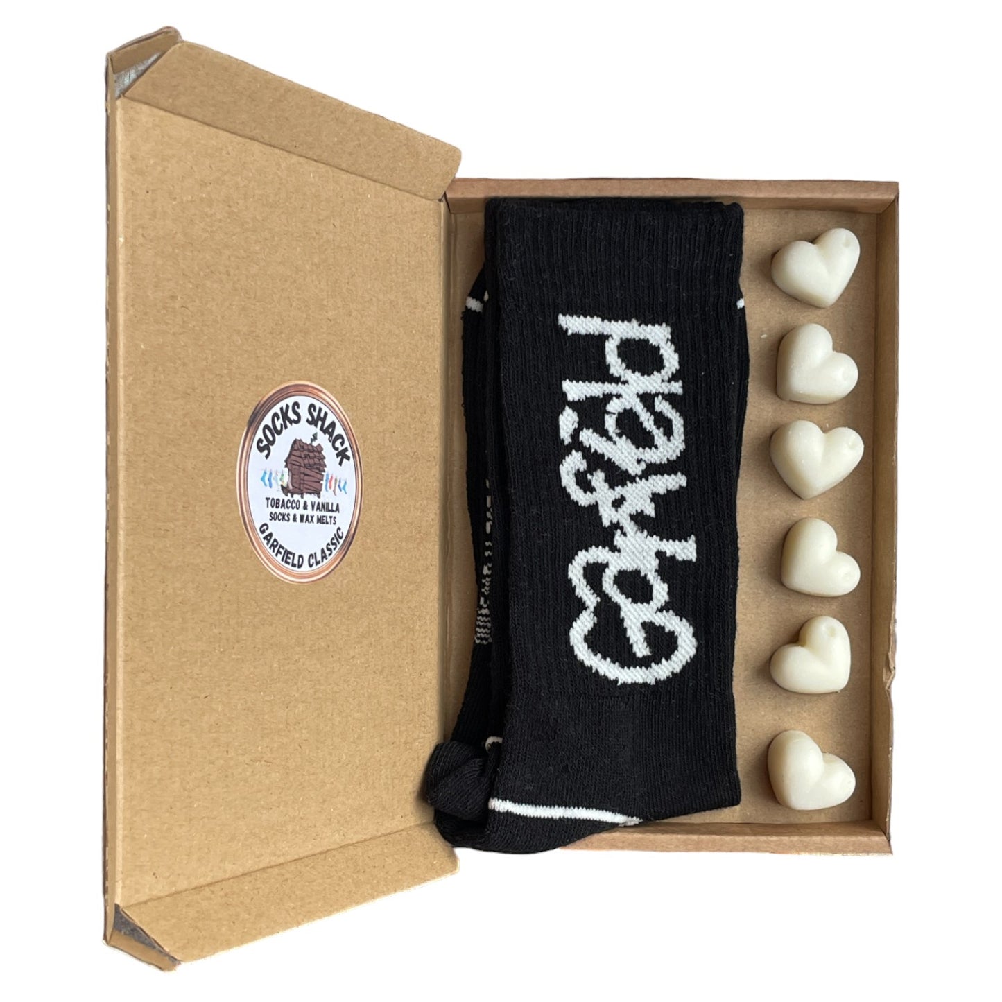 Garfield Classic Black Ribbed Mens Socks & Wax Melts Gift Set Choice Of Fragrance