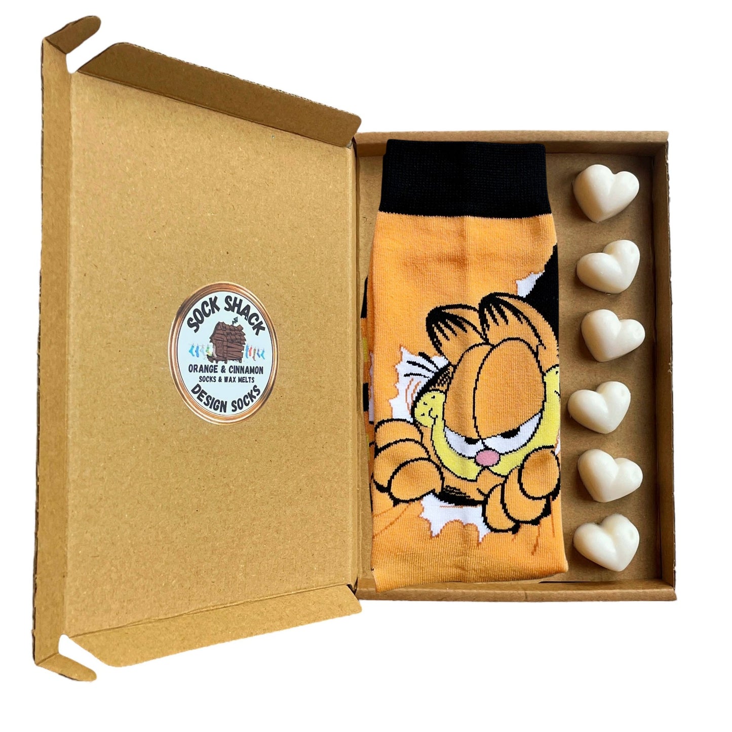 Crafty Garfield Cat Face Bursting Out Mens Socks & Wax Melts Gift Set