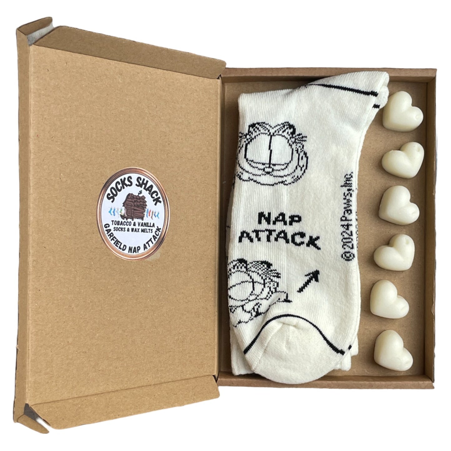 Garfield Nap Attack / Burp Mens Socks & Wax Melts Gift Set Choice Of Fragrance