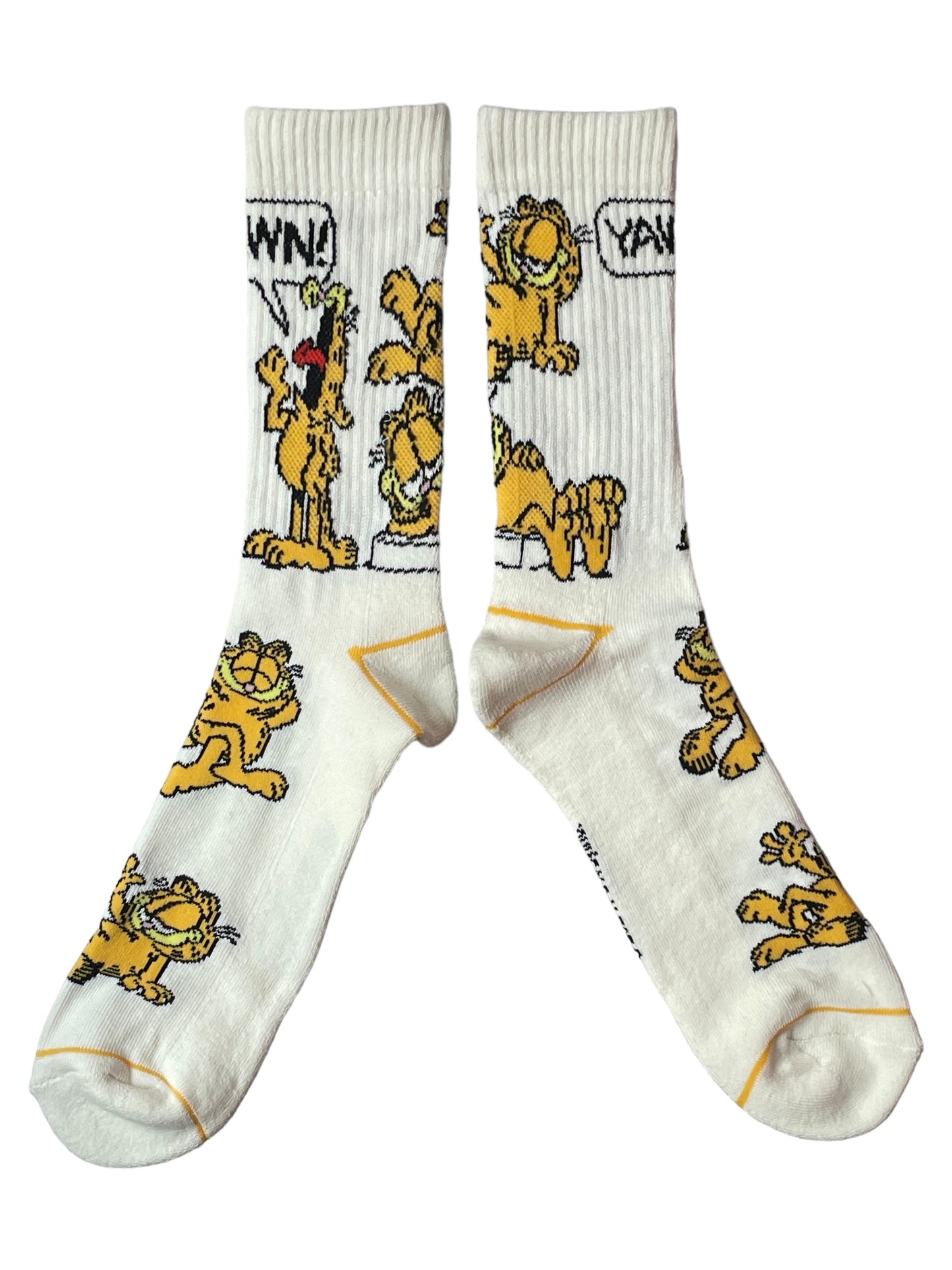Garfield 'Yawn' White Ribbed Mens Socks