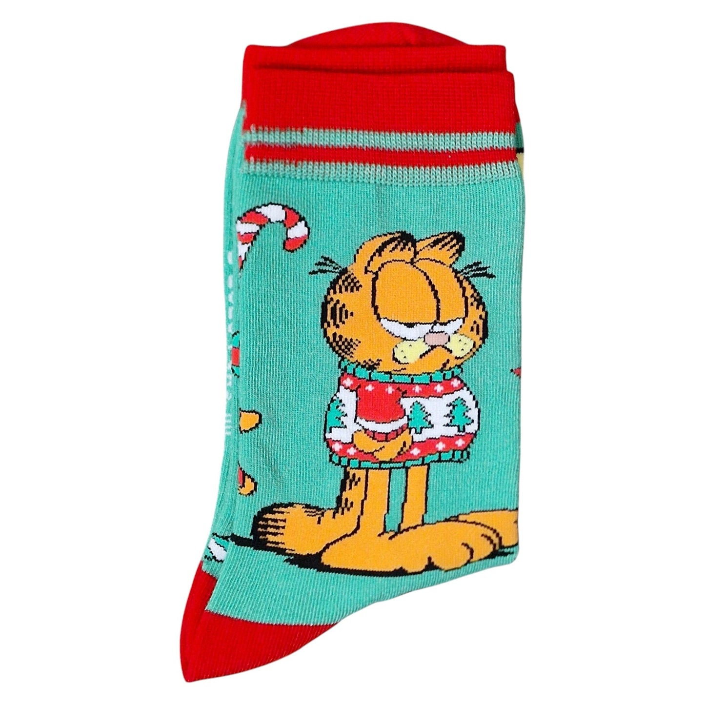 Garfield Grumpy Cat Wearing His Christmas Jumper Ladies Green Socks & Wax Melts Gift Set