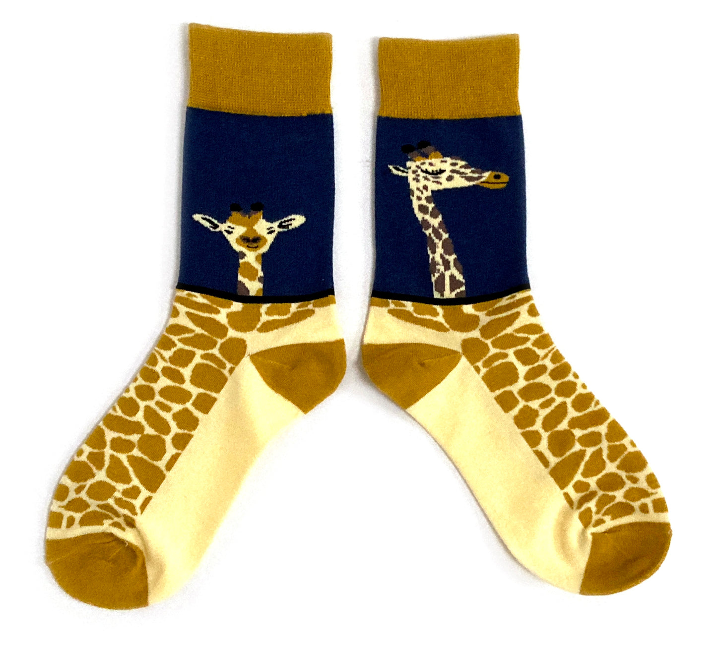 Giraffe Two Faced Mustard Ladies Socks