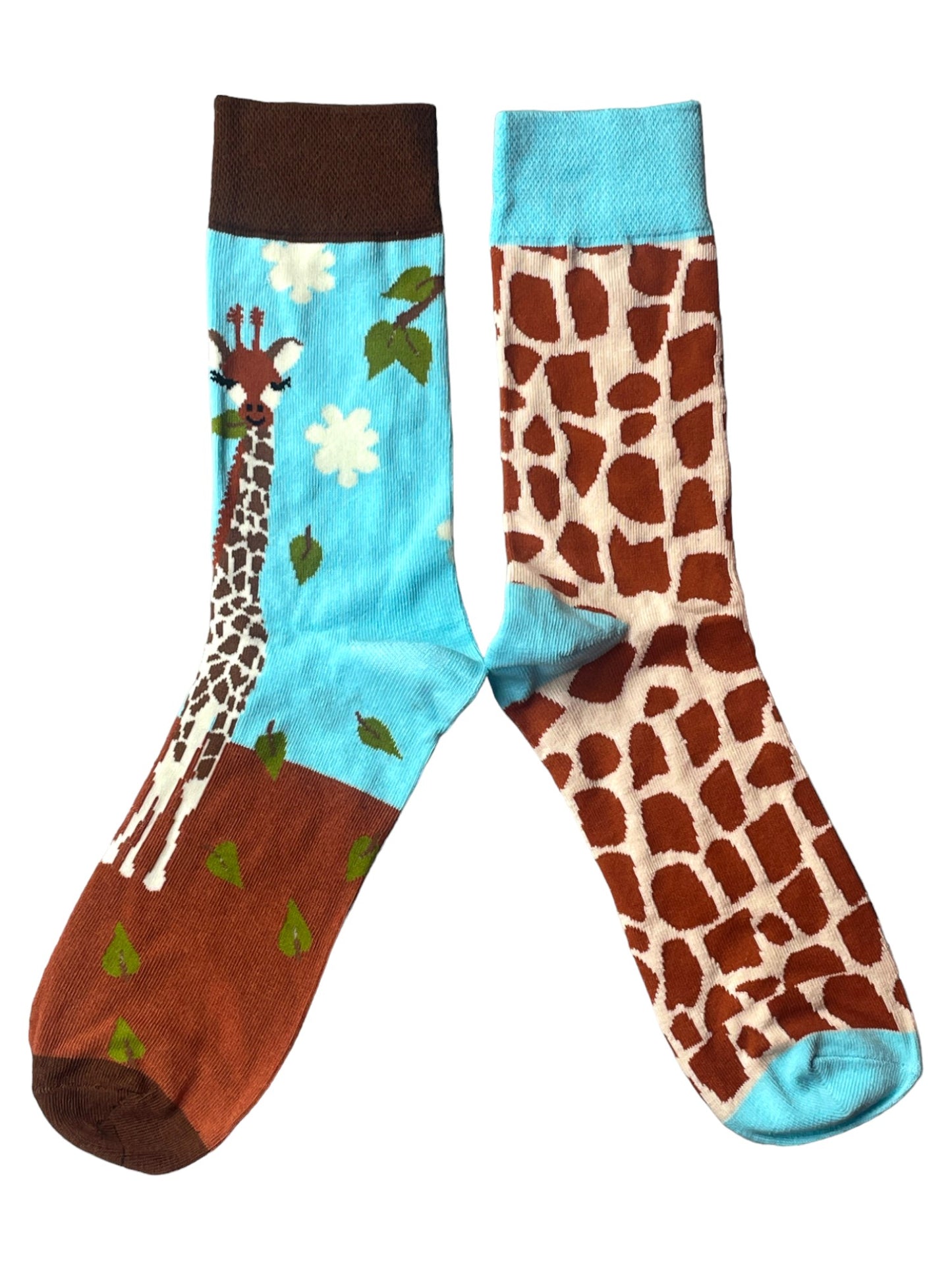 Socken für Herren mit Giraffen- und Blatt-Essen und gemusterten Sonderfarben