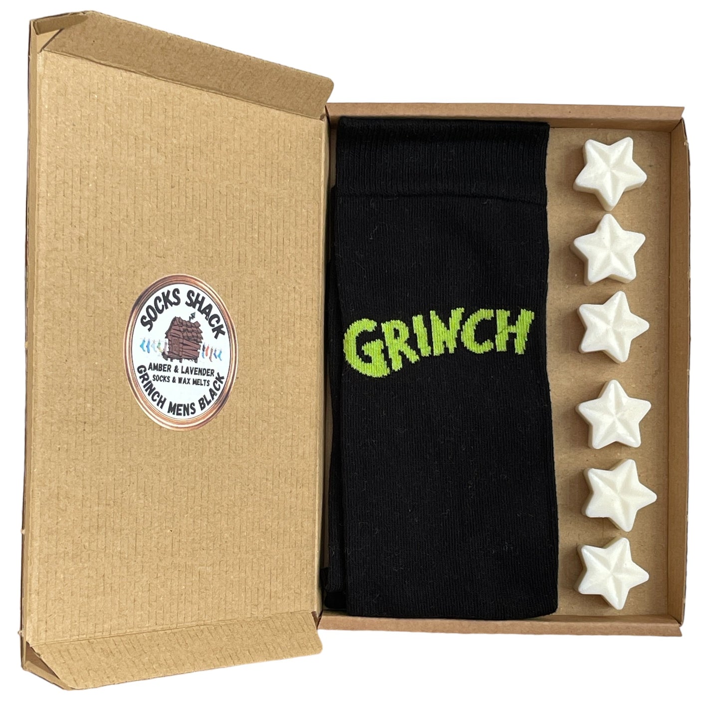 Grinch Herren schwarze Socken und Duftwachs Geschenkset mit Duftauswahl