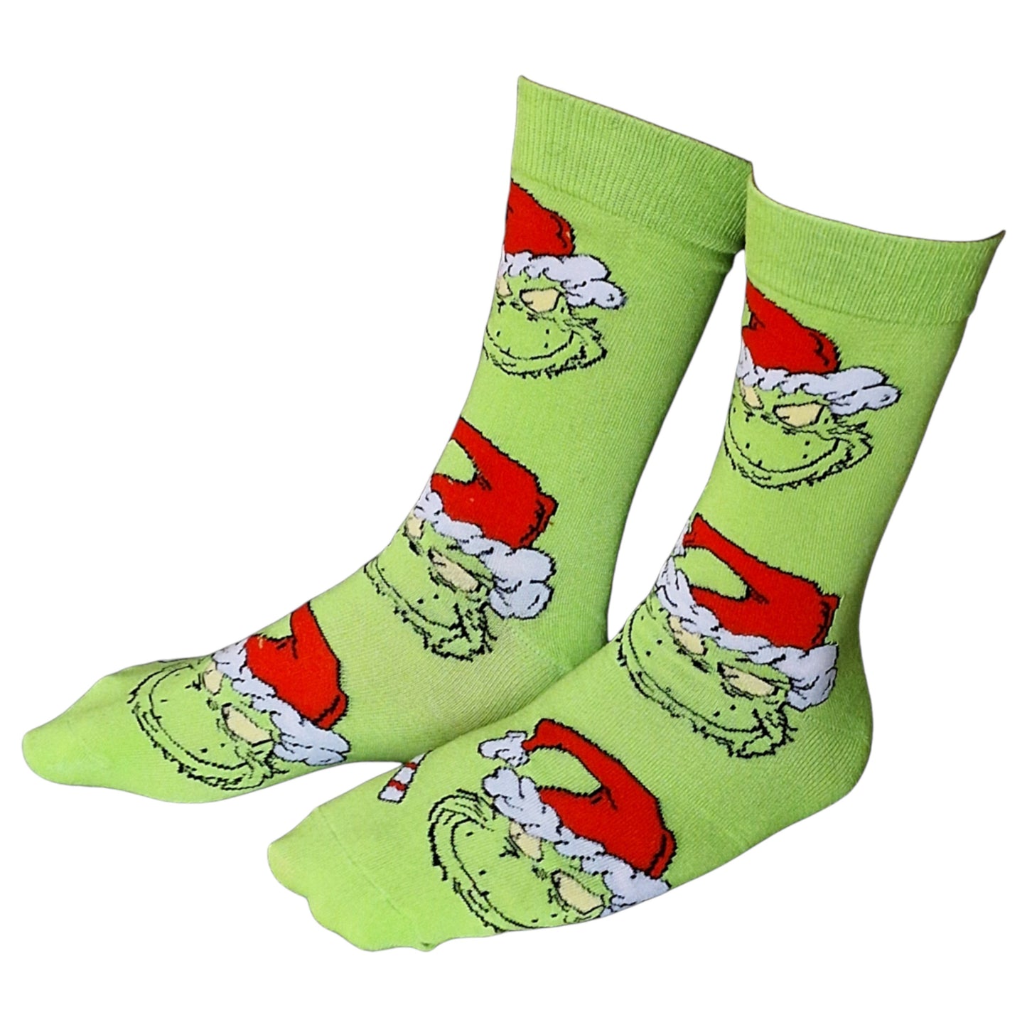 Green Grinch Faces Candy Canes Christmas Festive Mens Socks & Wax Melts Gift Set