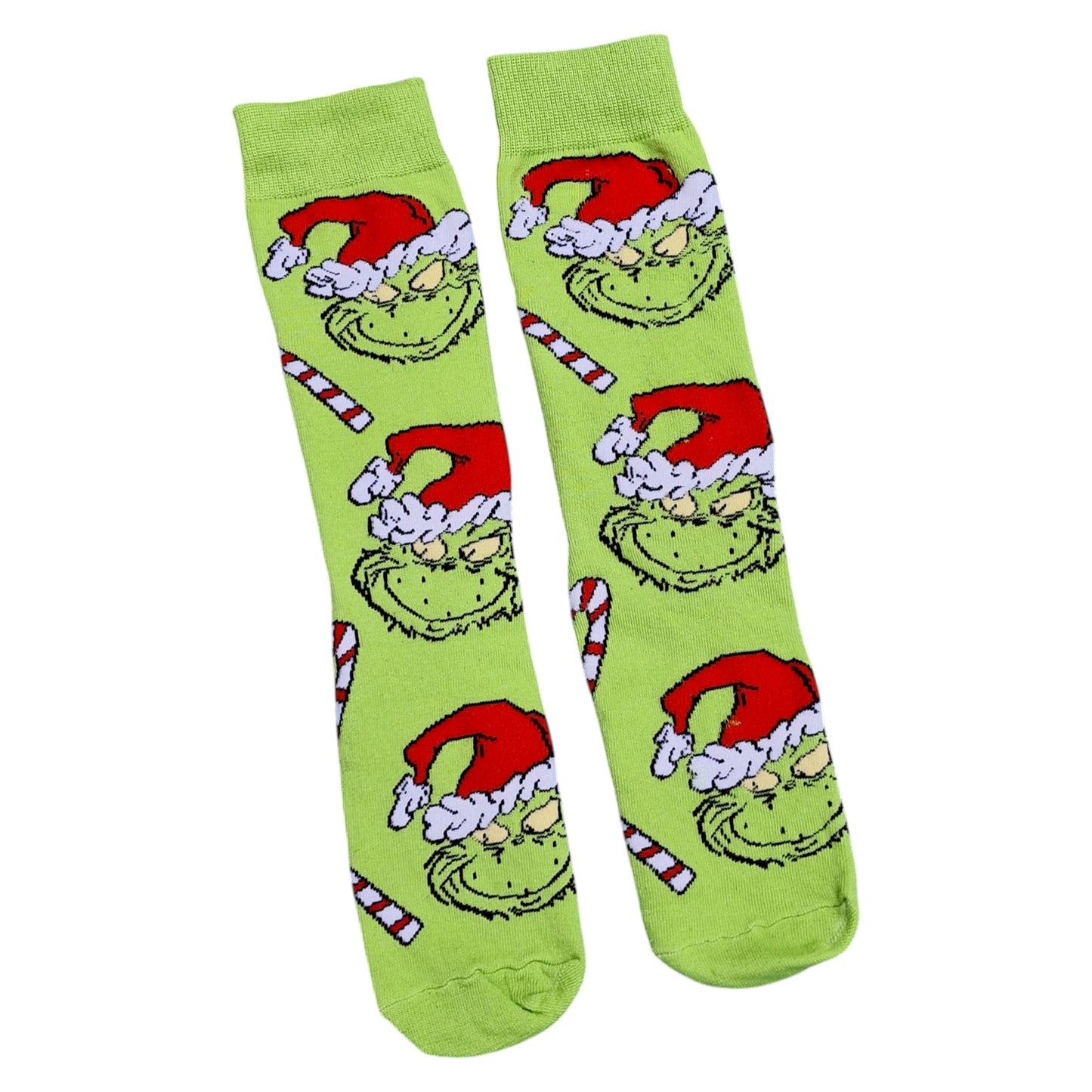 Green Grinch Faces Candy Canes Christmas Festive Mens Socks & Wax Melts Gift Set