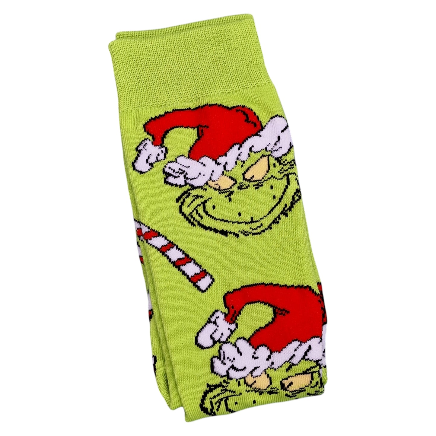 Green Grinch Faces Candy Canes Christmas Pattern Festive Mens Sock Shack Socks