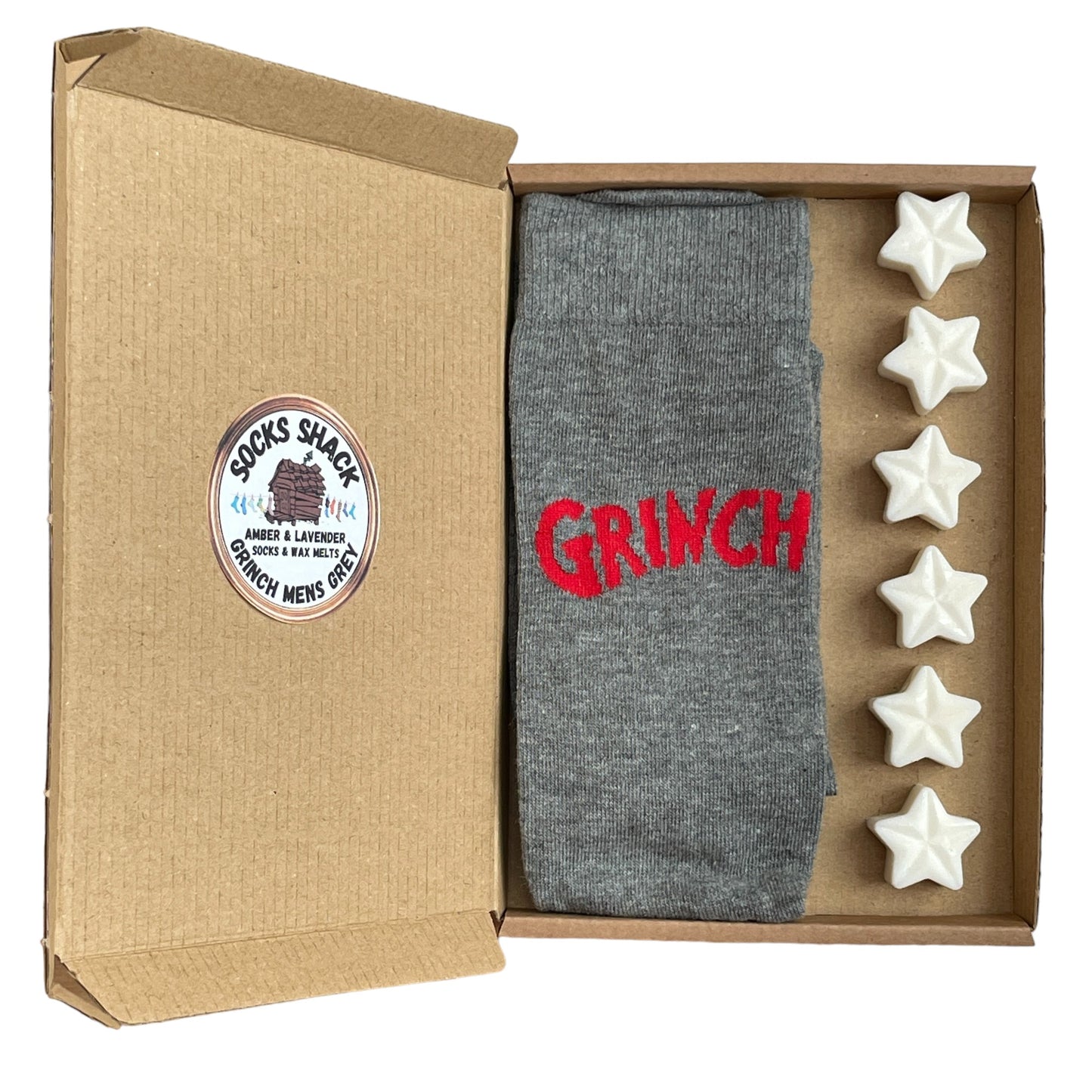 Grinch Herren Graue Socken & Wachsschmelzen Geschenkset Duftauswahl