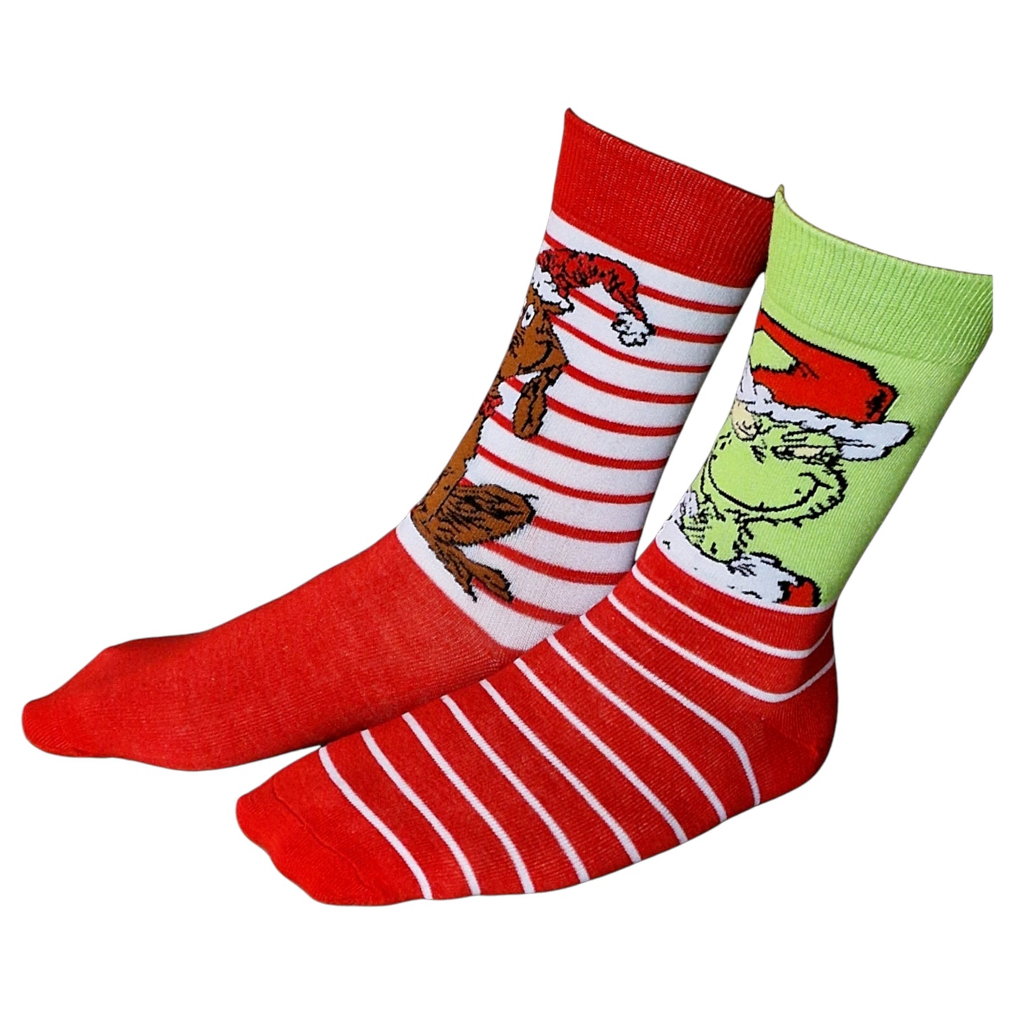Grinch & Max Dog Red Green Striped Odd Christmas Mens Socks & Wax Melts Gift Set
