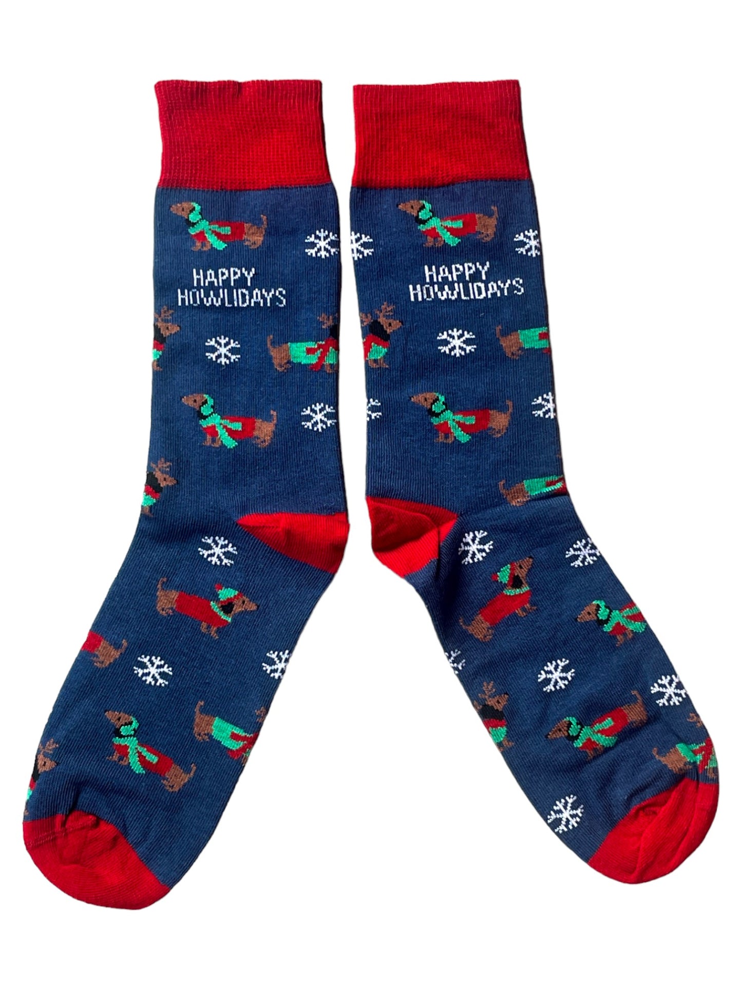 Weihnachtssocken „Happy Howlidays“ für Herren mit Dackel