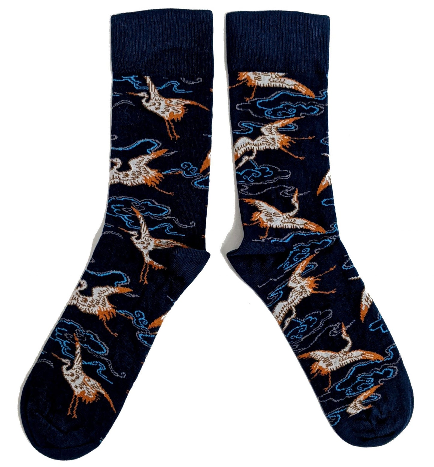 Siege Of Herons Dramatic Design Blue Mens Socks