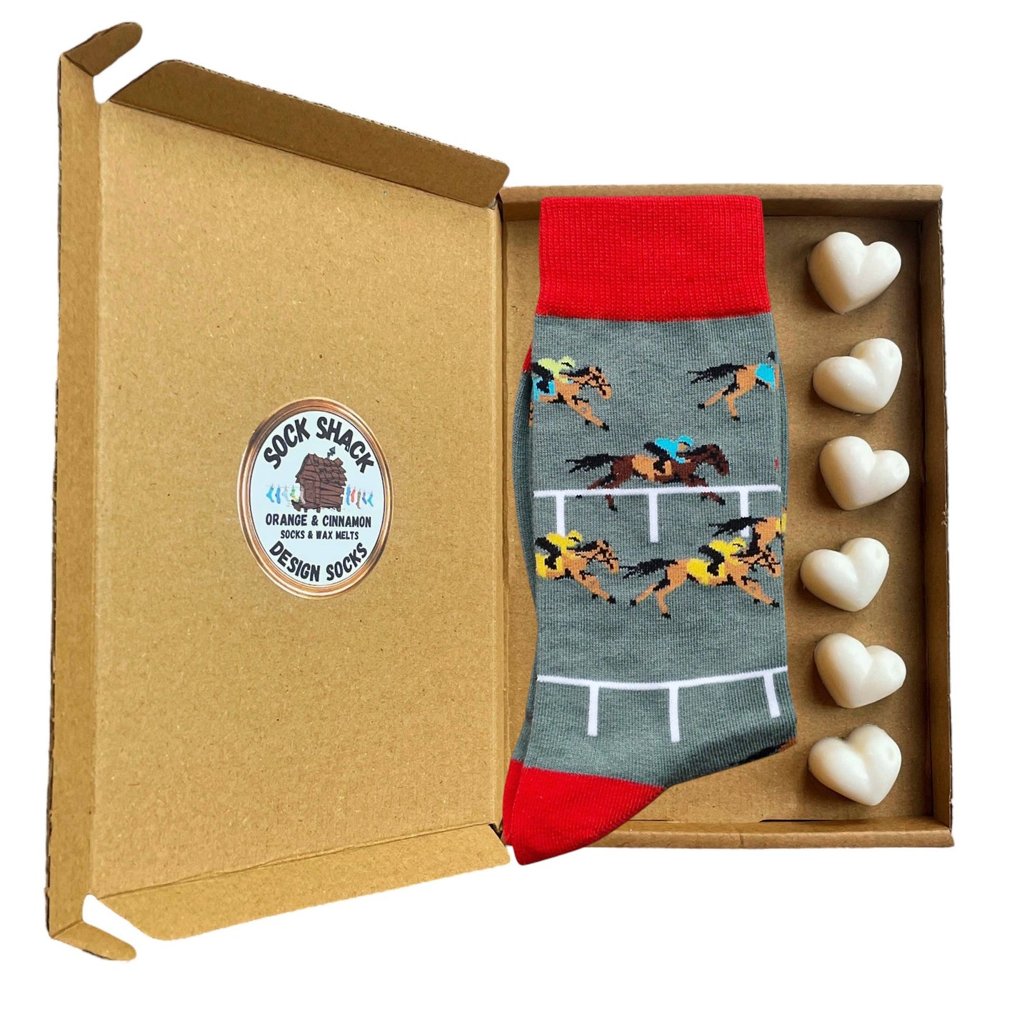 Horse Racing Jumping Grand National Mens Socks & Wax Melts Gift Set