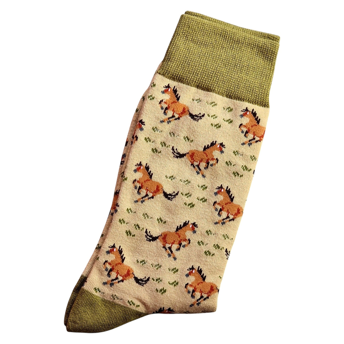 Galloping Field of Arabian Horses Equestrian Ladies Ecru Socks