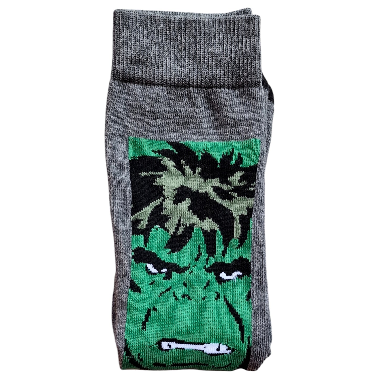 The Incredible Hulk Angry Face Mens Grey Socks