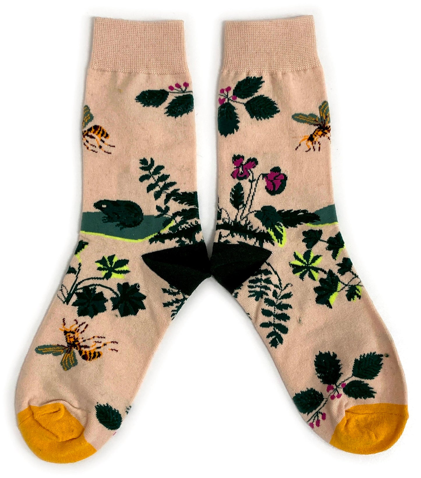 Wildlife Garden Plants Frog & Wasp Ladies Socks