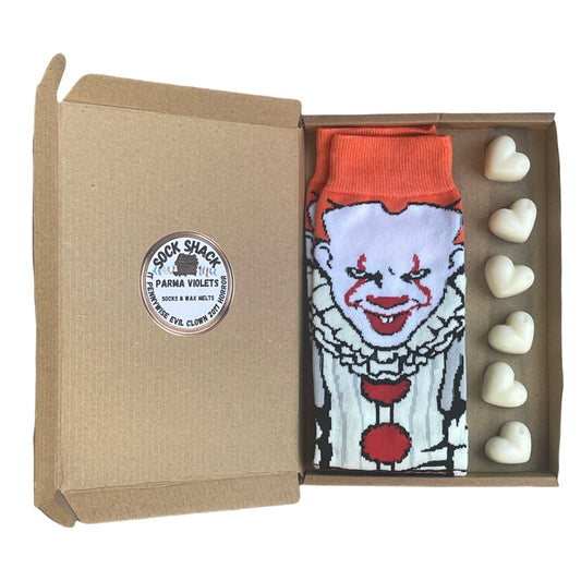 IT Pennywise The Evil Clown 2017 Horror Mens Socks & Wax Melts Gift Set Choice Of Fragrance