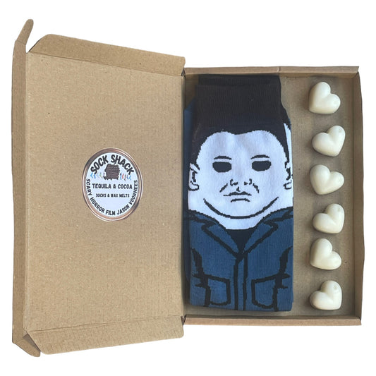 Scary Halloween Horror Film Mike Myers Mens Socks & Wax Melts Gift Set Choice Of Fragrance