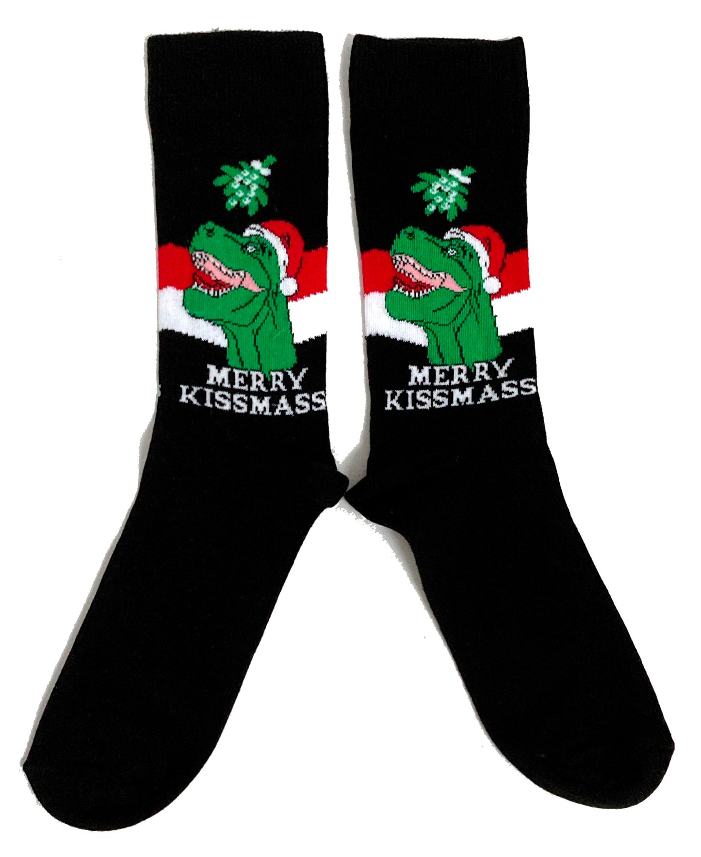 Herren T-Rex Dinosaurier Merry Kissmas Mistelzweig Socken