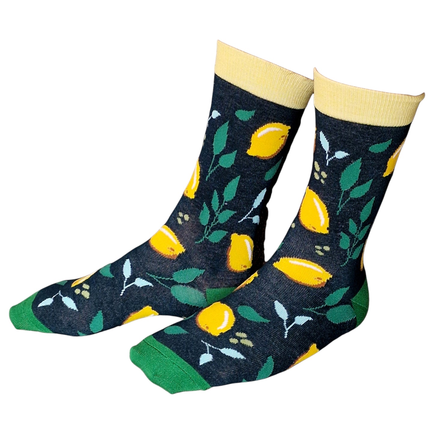 Lemon Tree Grove Pattern Zesty Citrus Fruit Vibrant Mens Socks & Wax Melts Gift