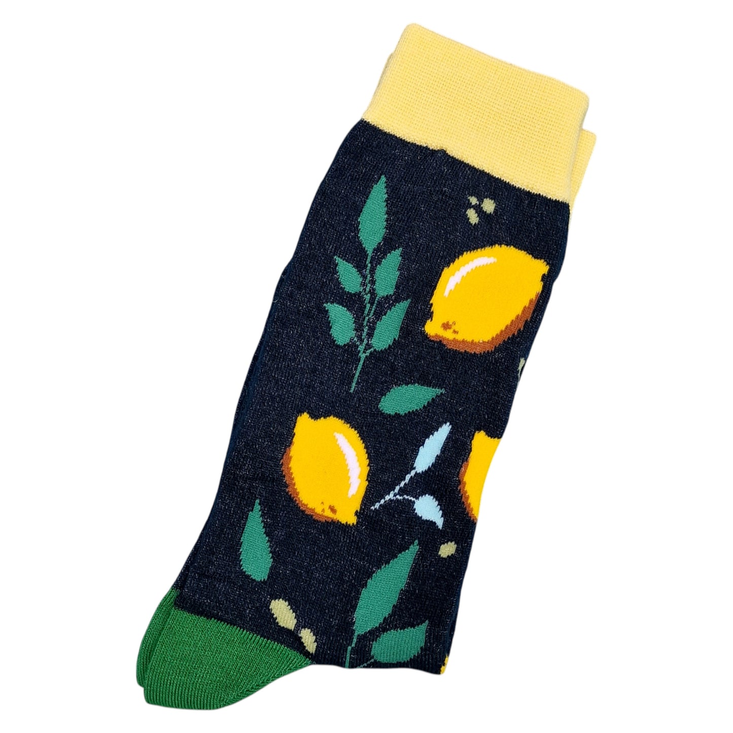 Lemon Tree Grove Pattern Zesty Citrus Fruit Vibrant Mens Black Sock Shack Socks