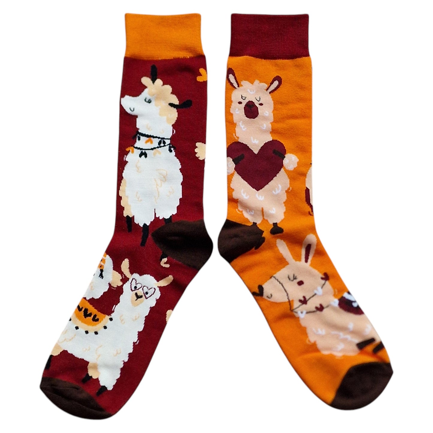 Happy Bouncy Llamas Alpacas Hearts Odd Mens Socks