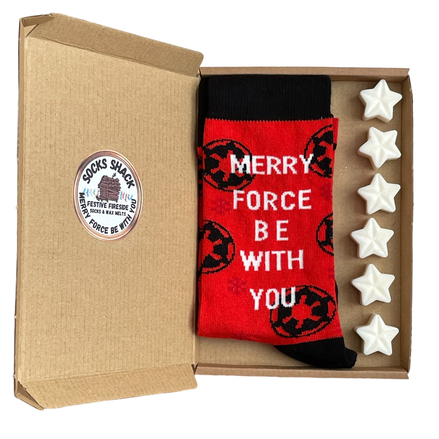 Merry Force Be With You Star Wars Weihnachtssocken für Herren und Duftwachs zum Schmelzen, Duftauswahl