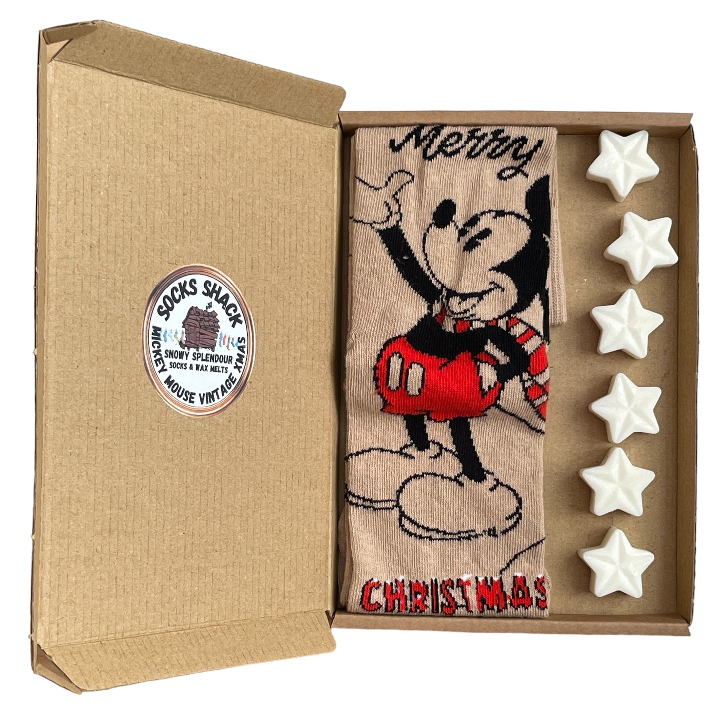 Mickey Mouse Vintage Weihnachtssocken und Duftwachs für Herren, Geschenkset mit Duftauswahl