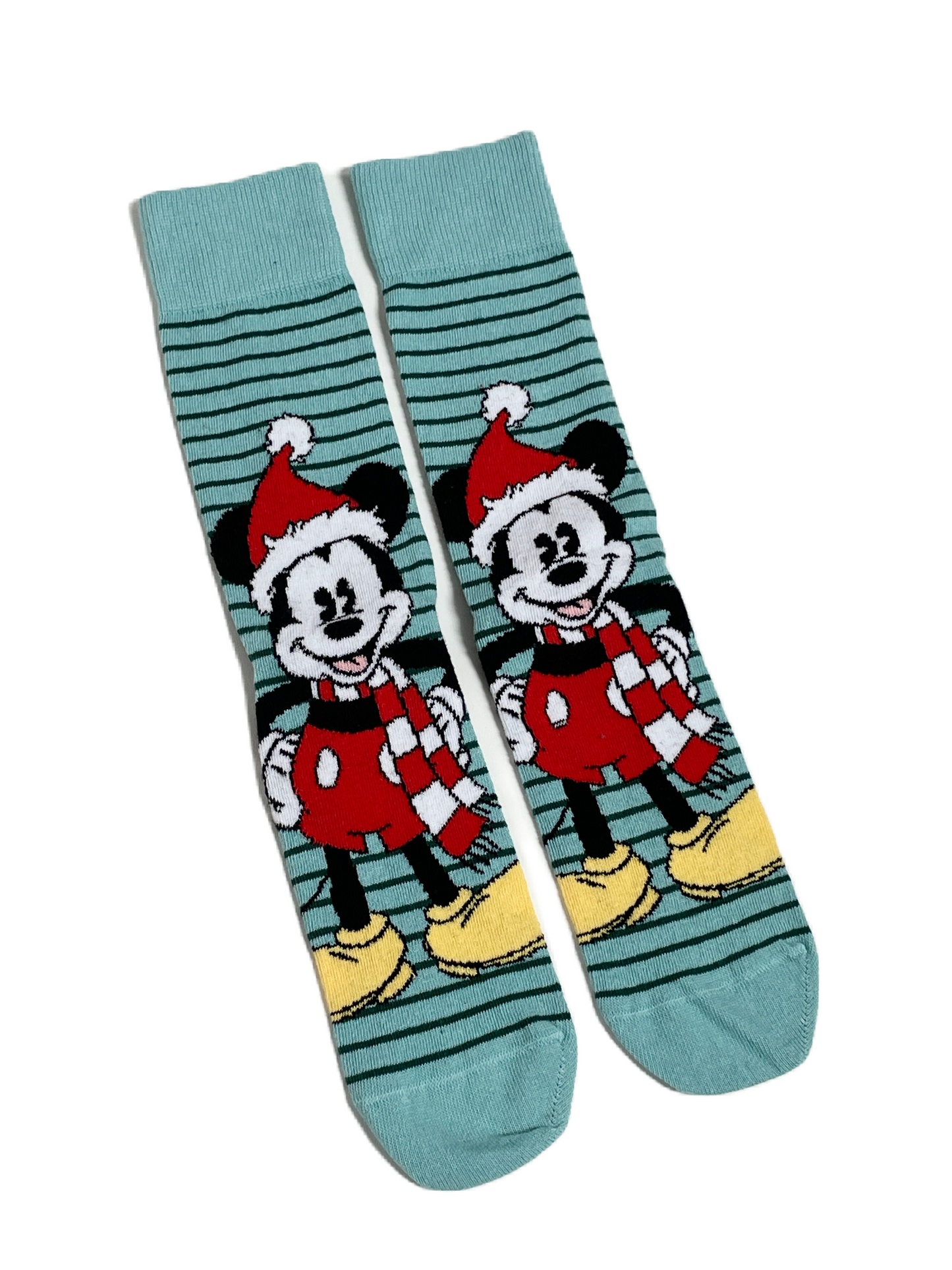 Mickey Mouse Grün gestreifte Weihnachtsmannssocken für Herren
