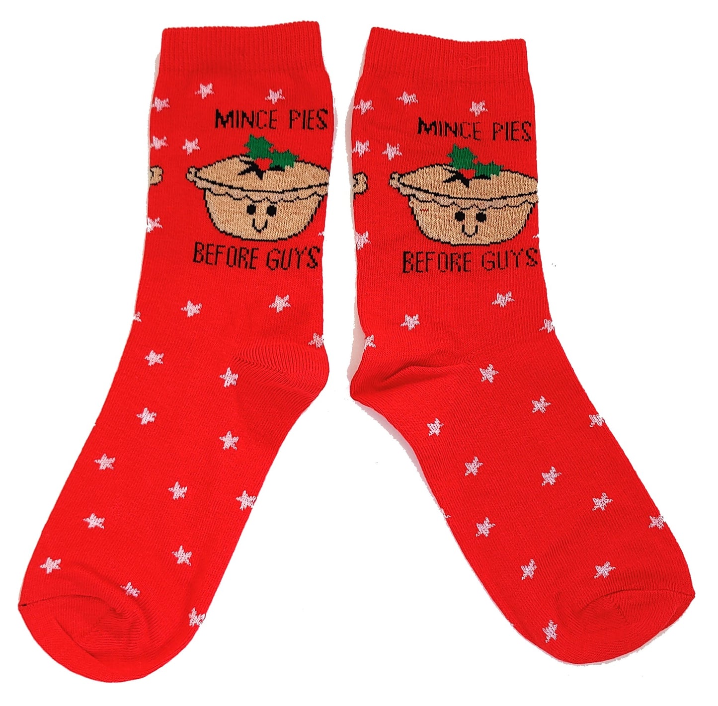 Damen Mince Pies Before Guys Rote Weihnachtssocken