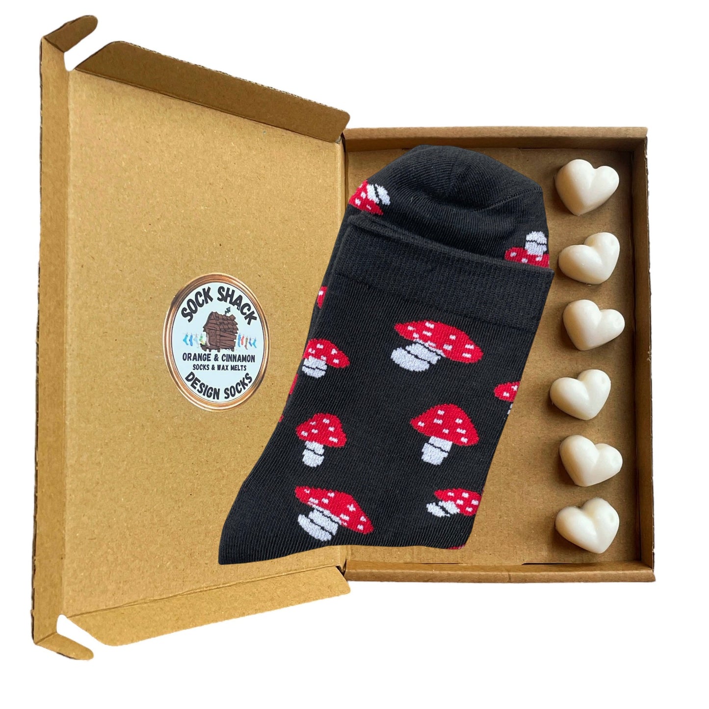Mushrooms Fairy Woodland Fungi Ladies Socks & Wax Melts Gift Set Choice Of Fragrance