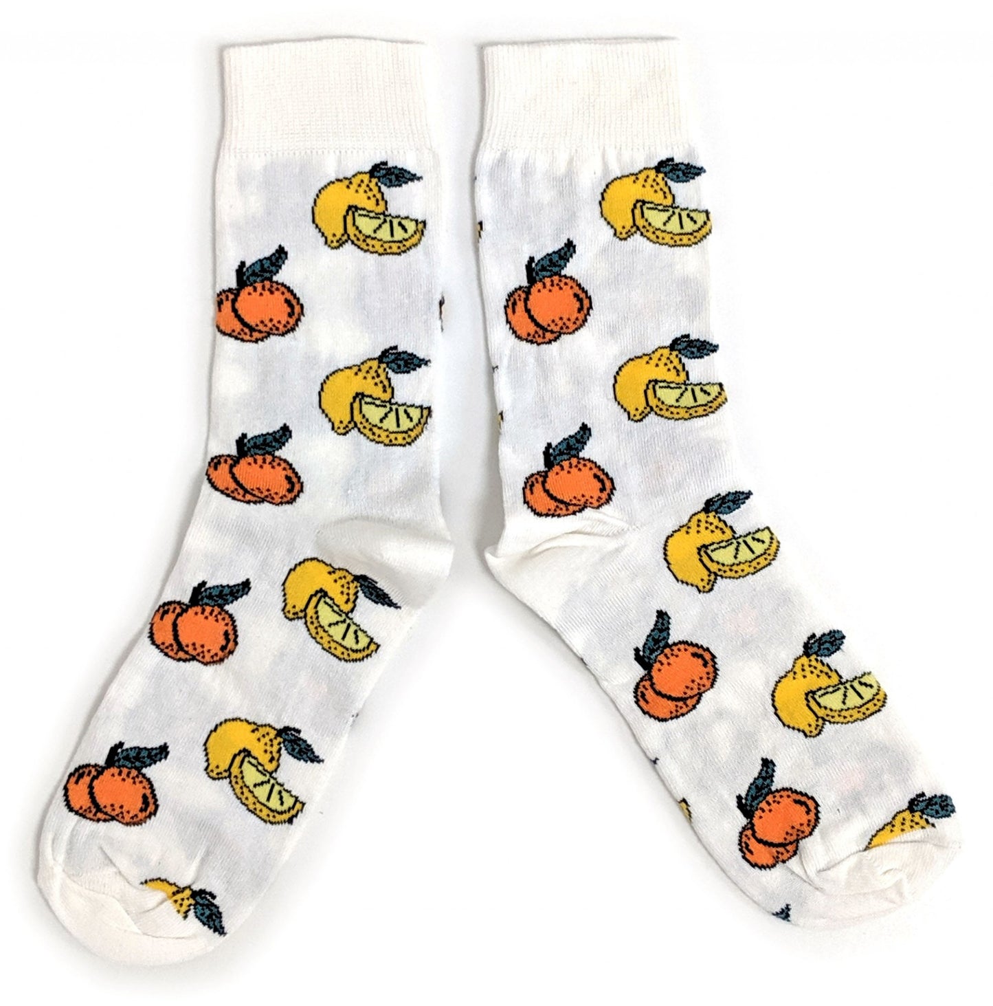 Oranges And Lemons Fruity White Mens Socks