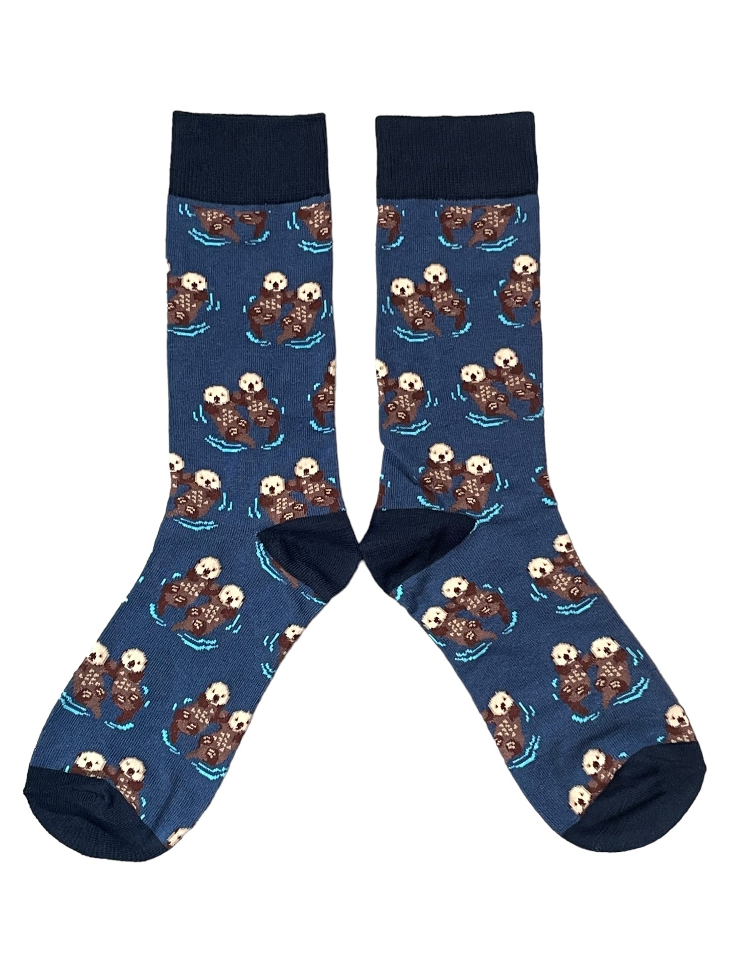 Damen Socken mit Aufschrift „Otters in River Holding Hands“, Blau