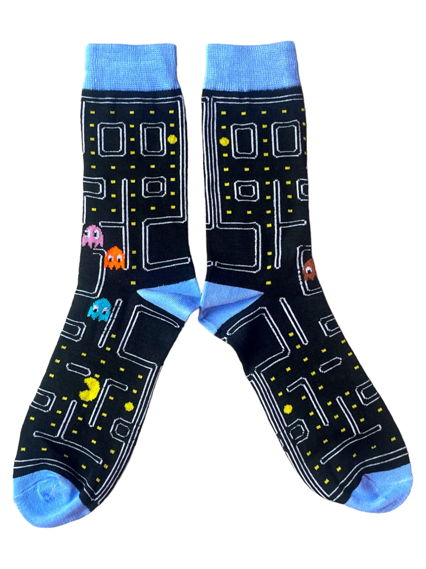 Pac-Man-Socken für Herren, die im Labyrinth Geister jagen