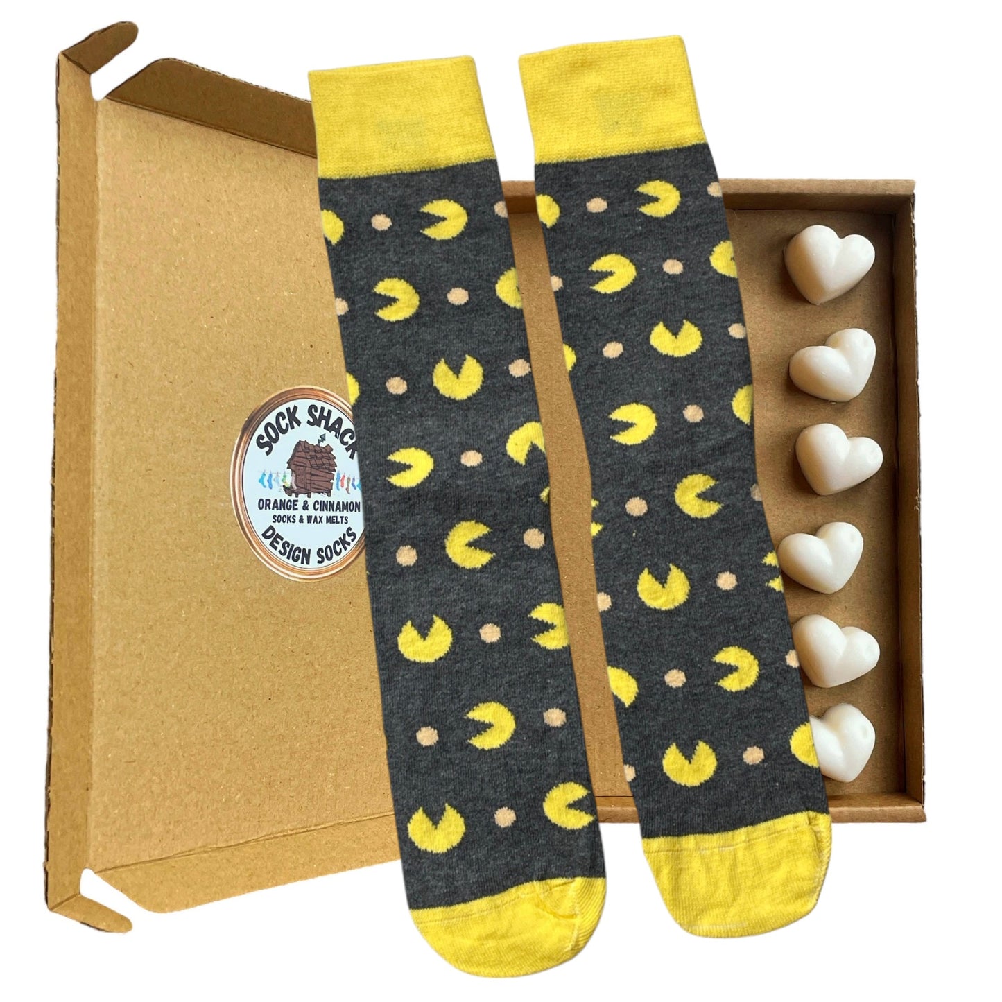 Pac-Man Retro 80's Arcade Game Mens Socks & Wax Melts Gift Set Choice Of Fragrance