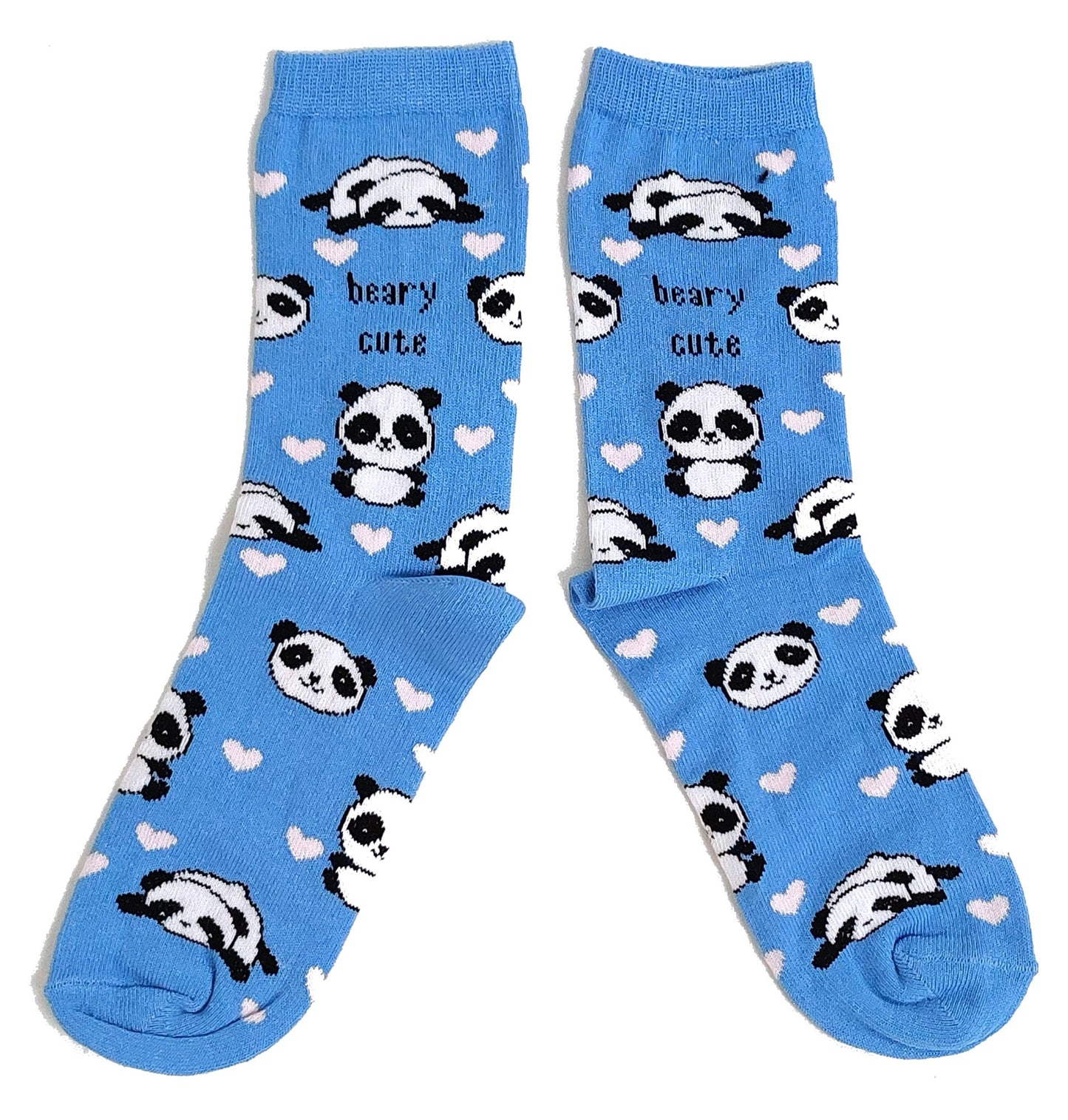 Blue Beary Cute Panda Bear Smiling Faces Ladies Socks