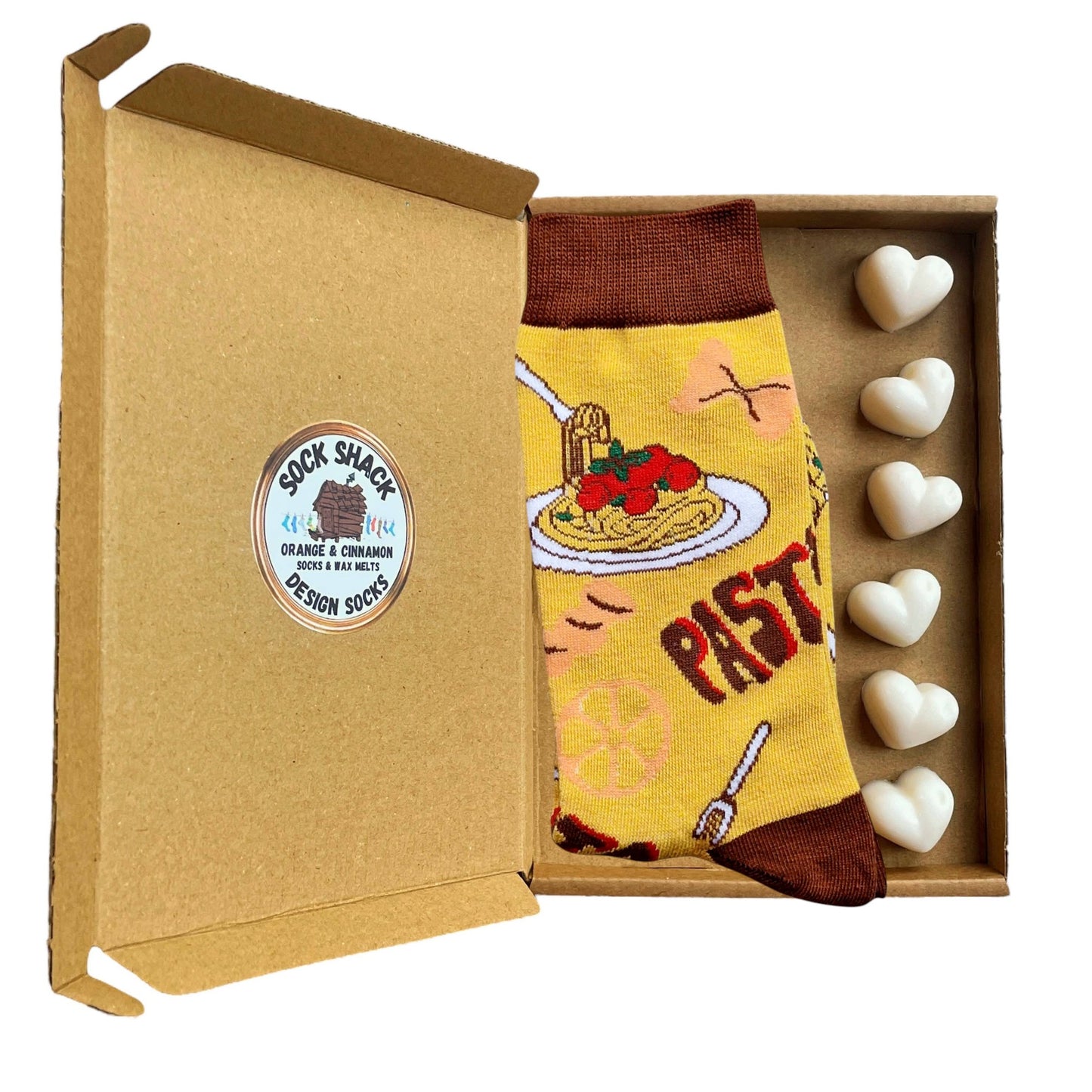 Spaghetti Plate Italian Restaurant Pasta Mens Socks & Wax Melts Gift Set