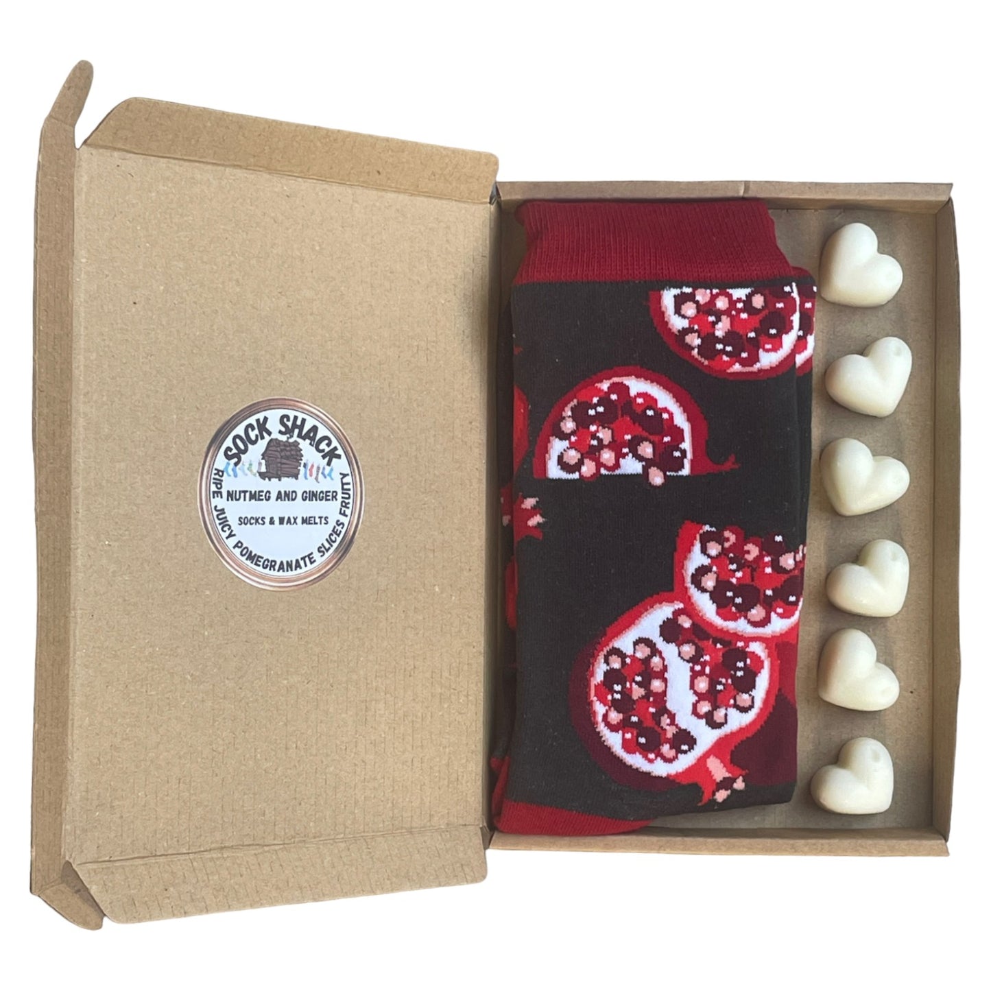 Ripe Juicy Pomegranate Slices Fruity Mens Socks & Wax Melts Gift Set Choice Of Fragrance