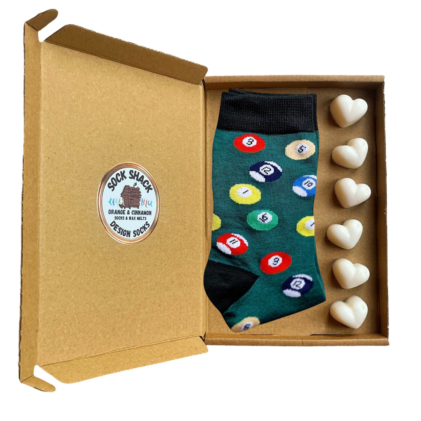 Pool Billiards Balls On The Table Ladies Socks & Wax Melts Gift Set