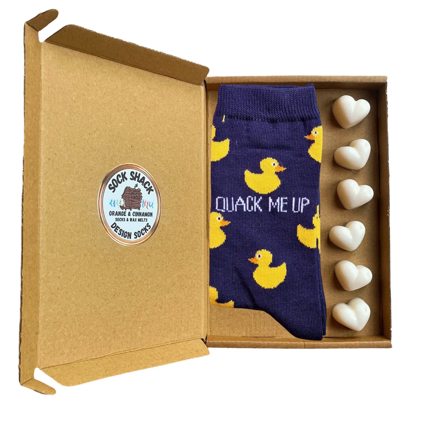 Quack Me Up Paddling Yellow Rubber Ducks Ladies Socks & Wax Melts Gift Set