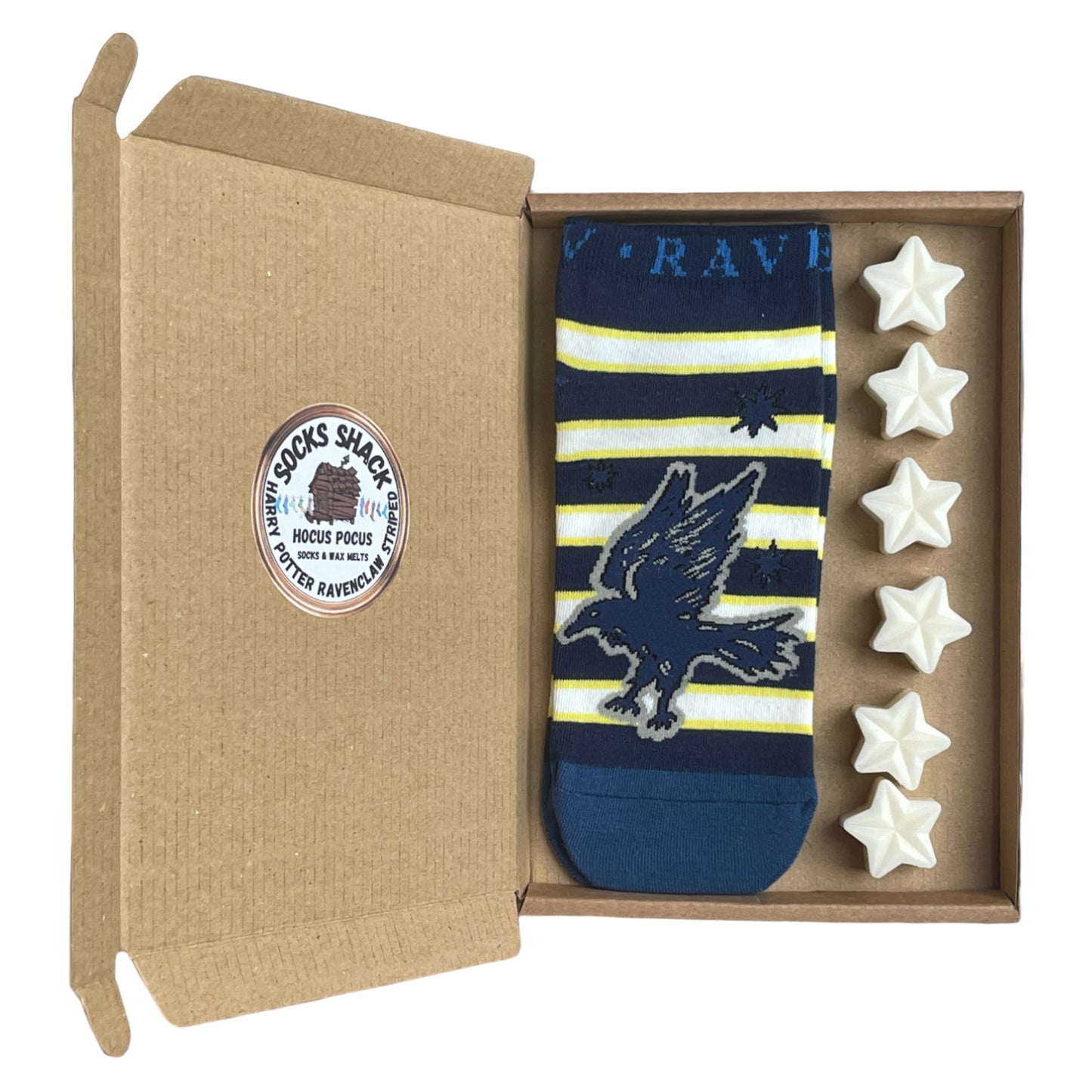 Harry Potter Ravenclaw Striped Ladies Socks Shoe Liners & Wax Melts Gift Set Choice Of Fragrance