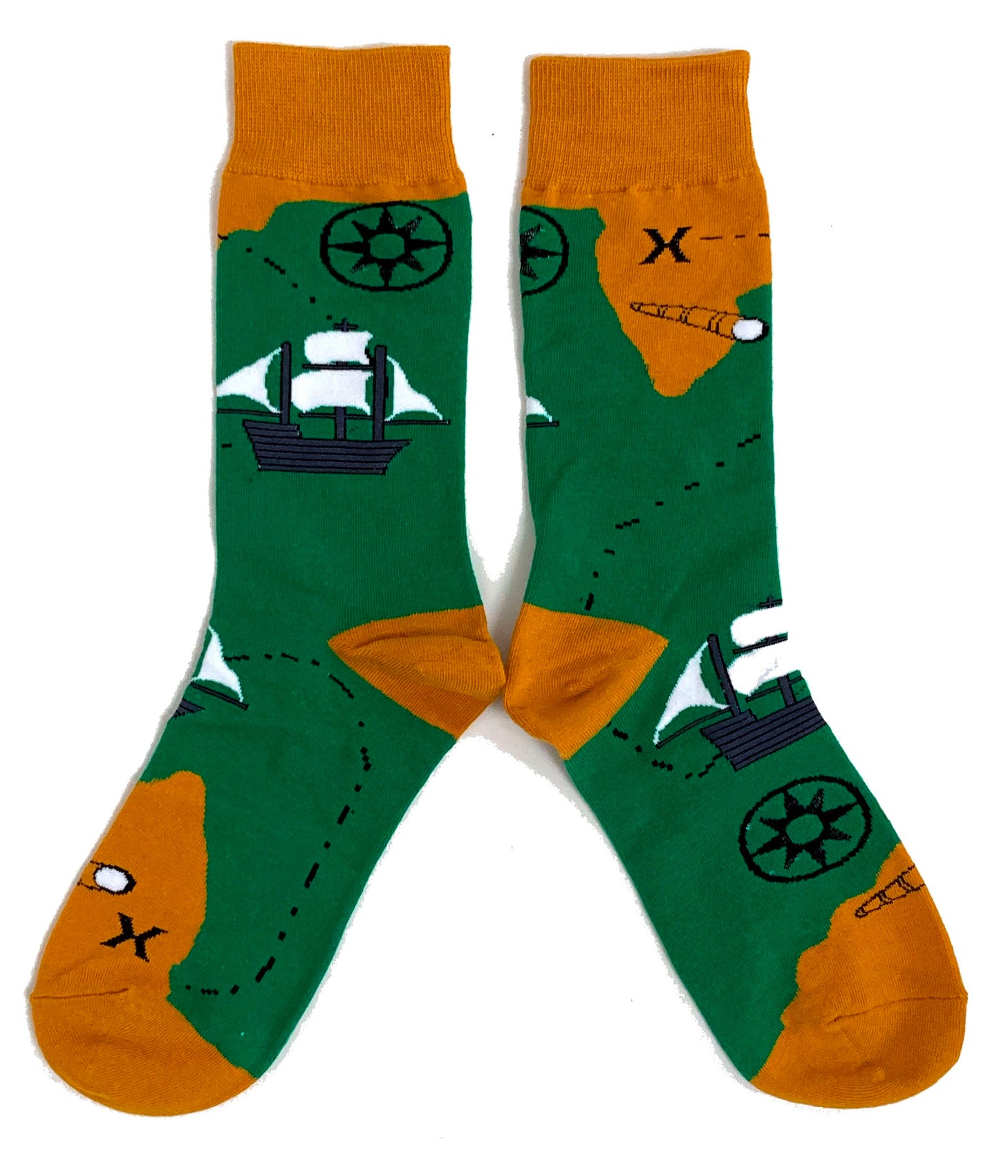 Brown Sailing Explorer Treasure Map Mens Socks