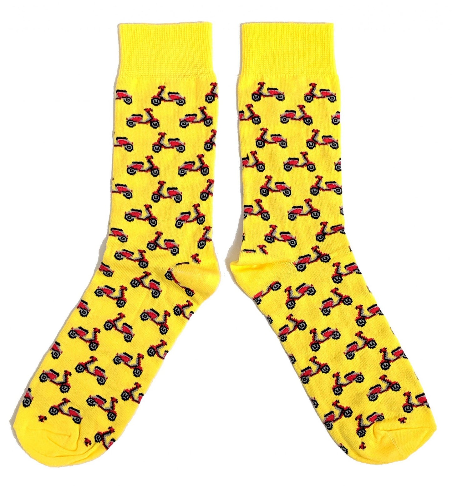Socken für Herren mit Roller-Moped in leuchtendem Gelb