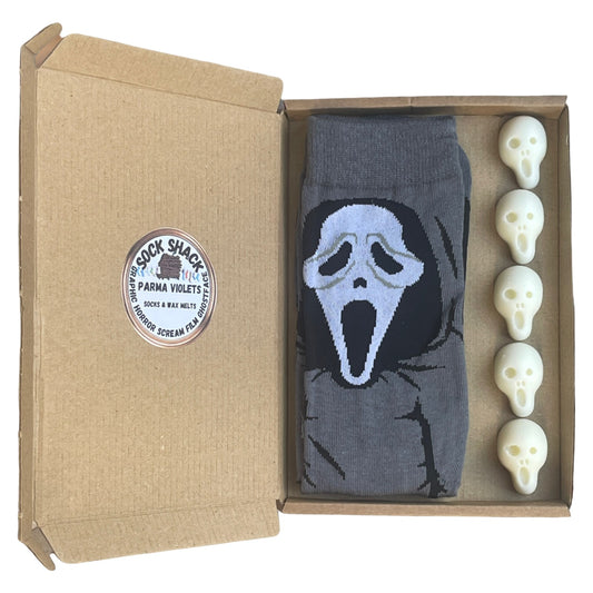 Graphic Horror Scream Film Ghostface Ladies Socks & Wax Melts Gift Set Choice Of Fragrance