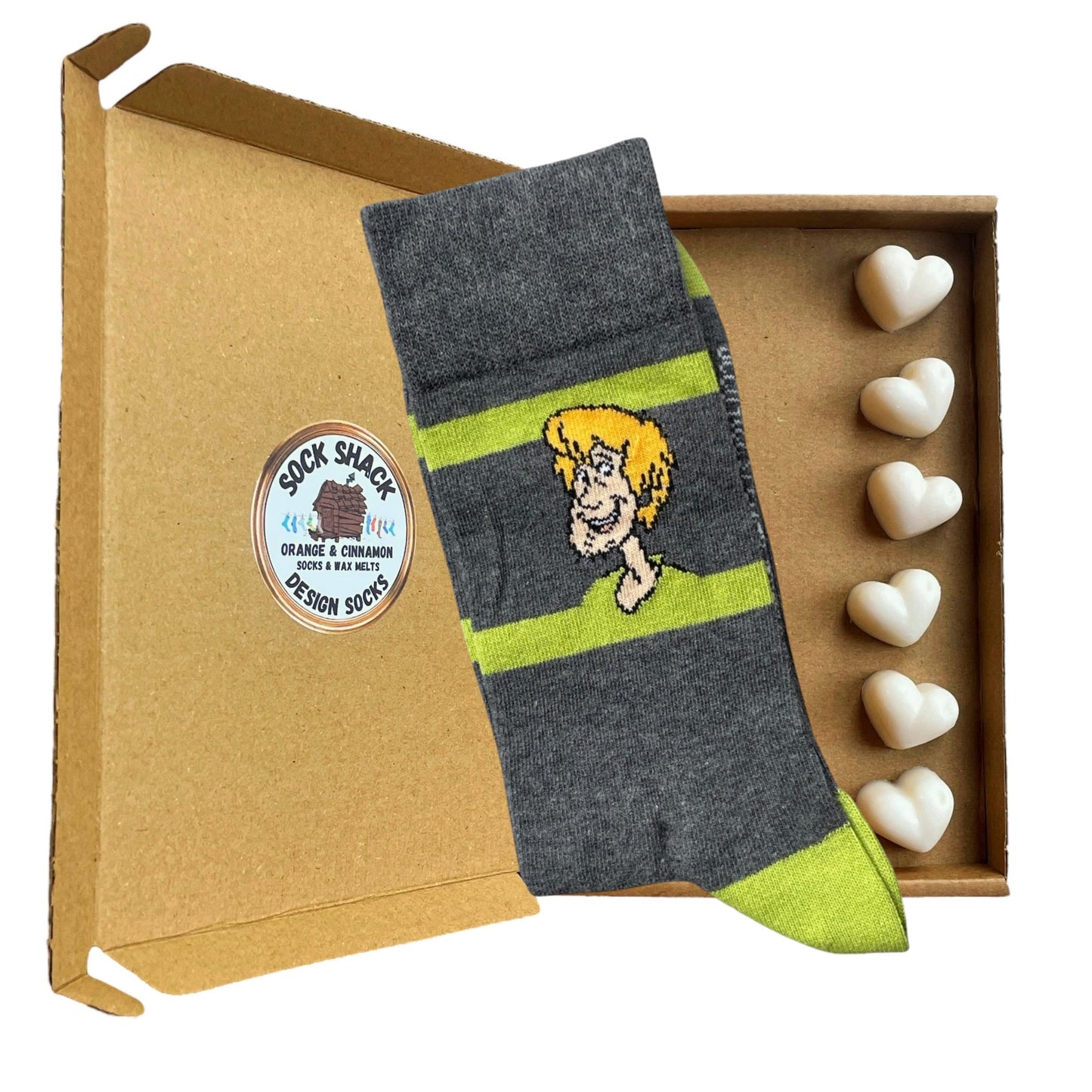 Geschenkset mit zotteligen Scooby-Doo-Socken und Duftwachs für Herren, Duftauswahl