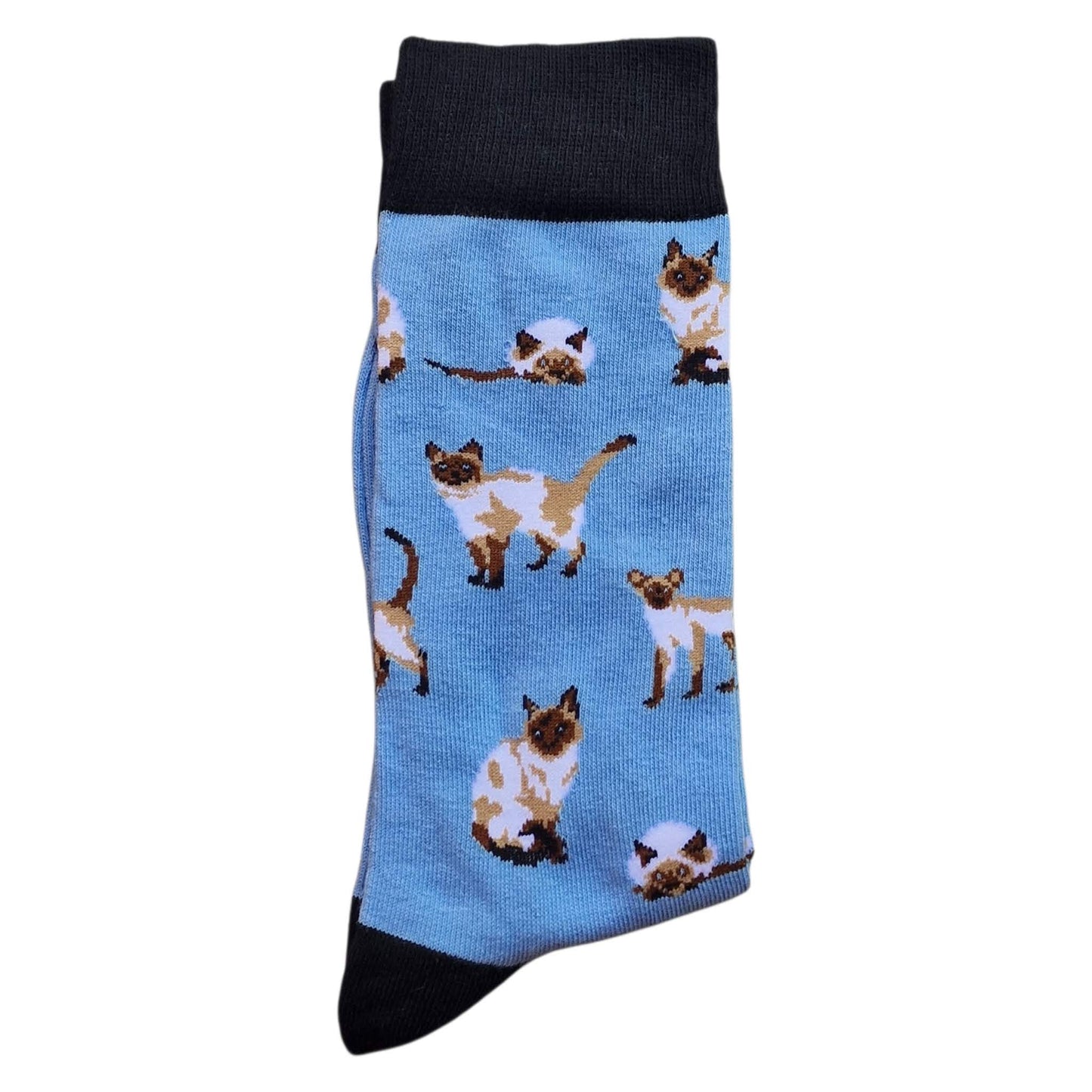 Clowder Of Chocolate Seal Point Siamese Cats Mens Blue Socks